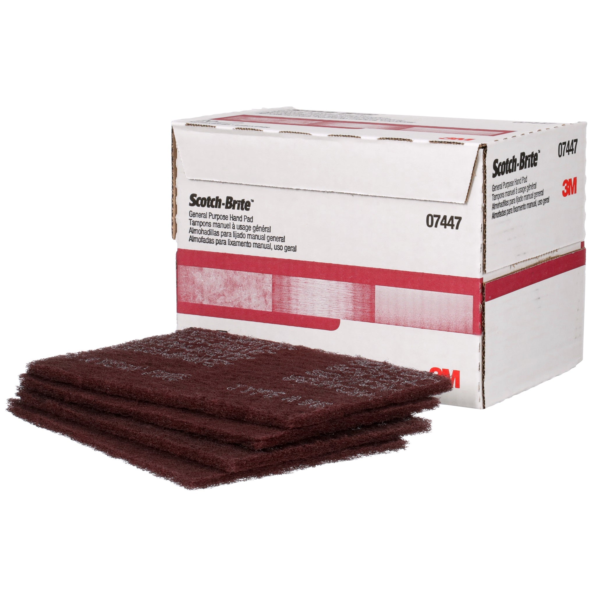 3M Scotch-Brite 7000045971/07447 Hand Pad, HP-HP, Aluminum Oxide Very Fine, Maroon, 6 in x 9 in, Box of 20