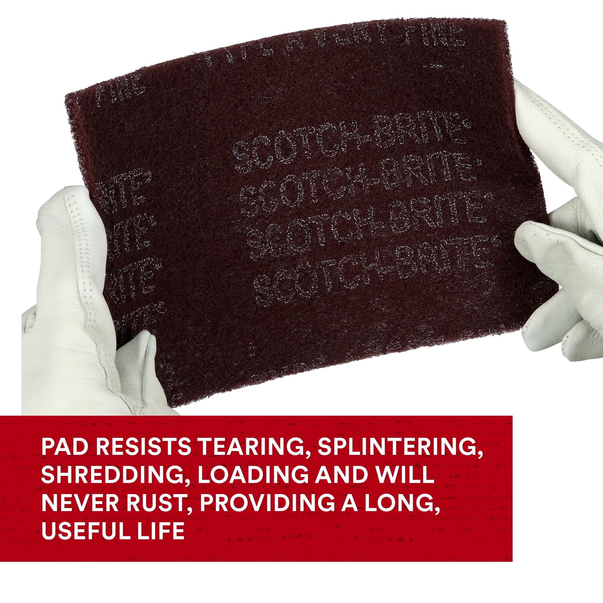3M Scotch-Brite 7000045971/07447 Hand Pad, HP-HP, Aluminum Oxide Very Fine, Maroon, 6 in x 9 in, Box of 20