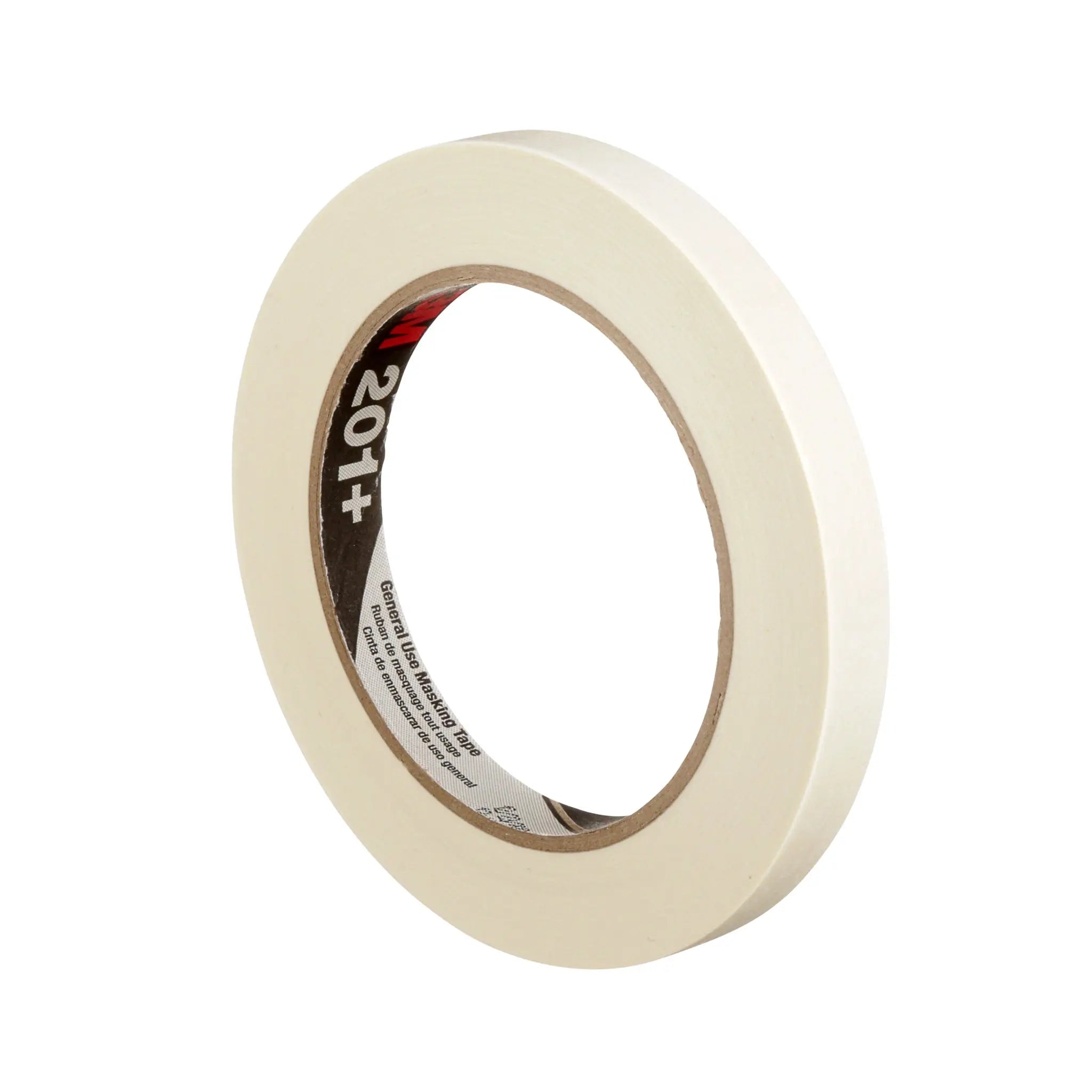 3M General Use Masking Tape 201+ Tan 12 mm x 55 m 4.4 mil, 1 Roll