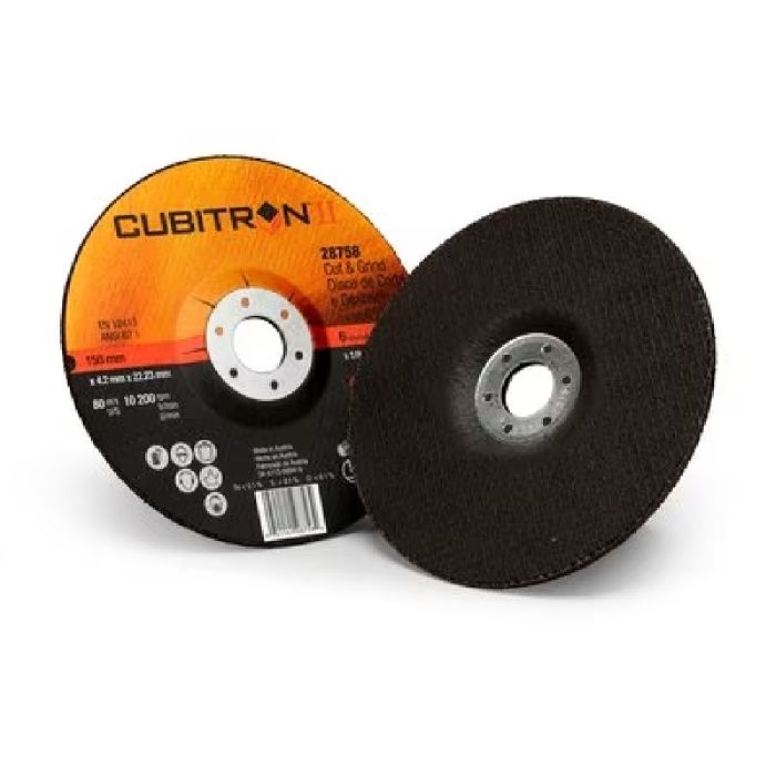 3M Cubitron II 7100019067 Cut ad Grind Wheel, 28758, T27, 36+ Grit, Black, 6 Inches, Case of 20