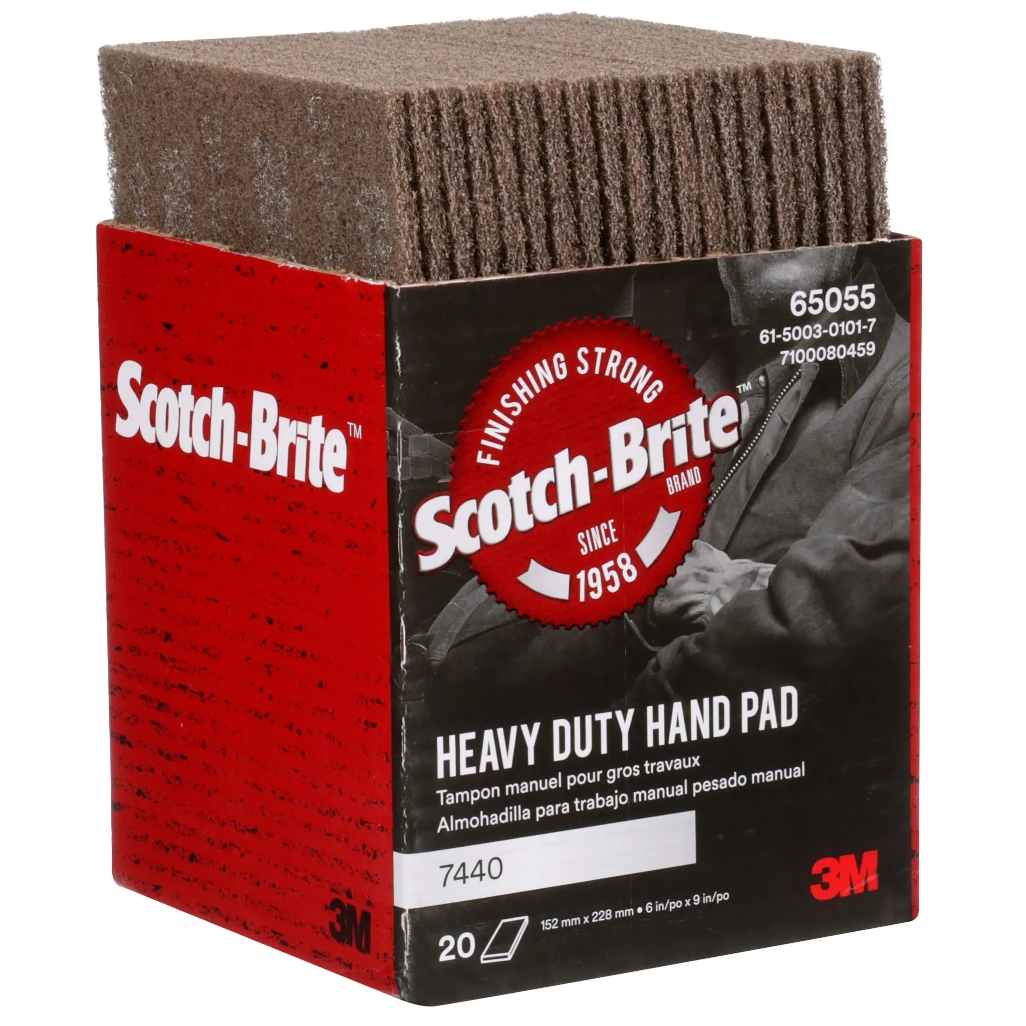 3M Scotch-Brite 7100080459/7440 Heavy Duty Hand Pad, HP-HP, Aluminum Oxide Medium, Tan, 6 in x 9 in 