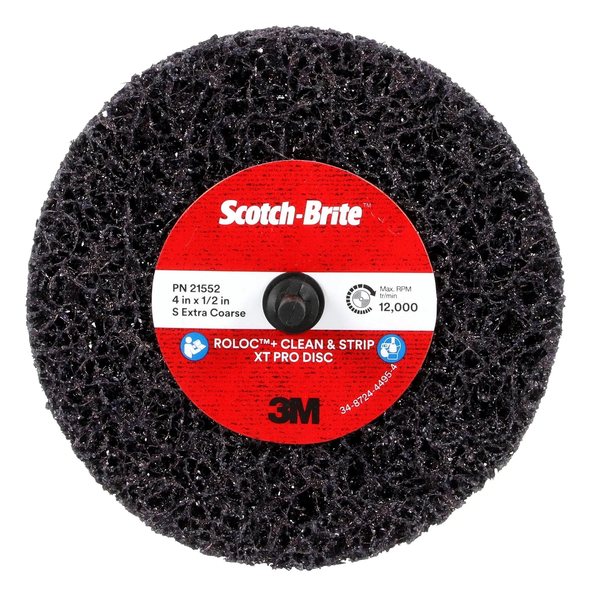 3M Scotch-Brite 7100173794 Roloc+ Clean and Strip XT Pro Disc, Extra Coarse Silicon Carbide, XO-ZR+, TR+, Purple, 4 in x 1/2 in, Case of 10 