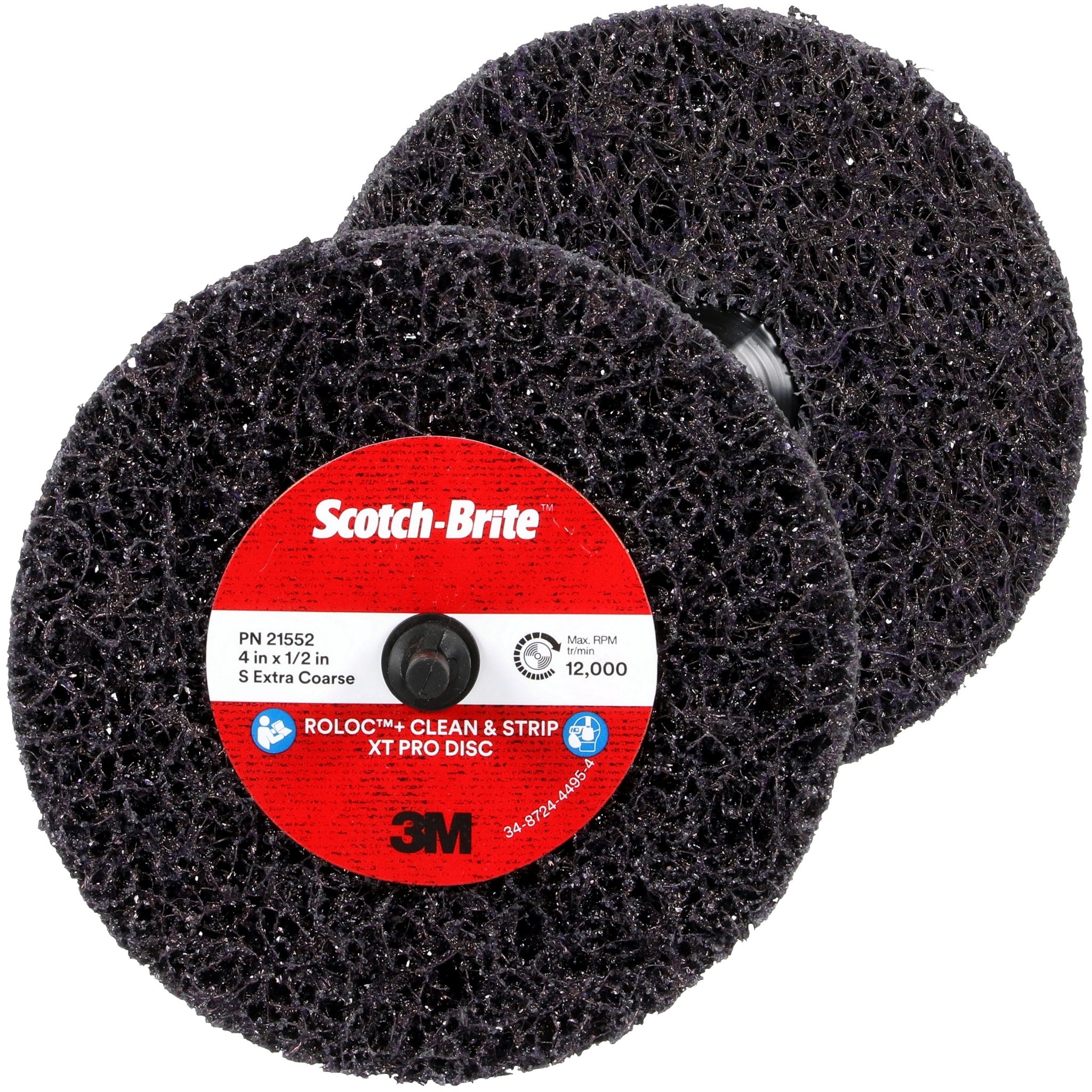 3M Scotch-Brite 7100173794 Roloc+ Clean and Strip XT Pro Disc, Extra Coarse Silicon Carbide, XO-ZR+, TR+, Purple, 4 in x 1/2 in, Main Image