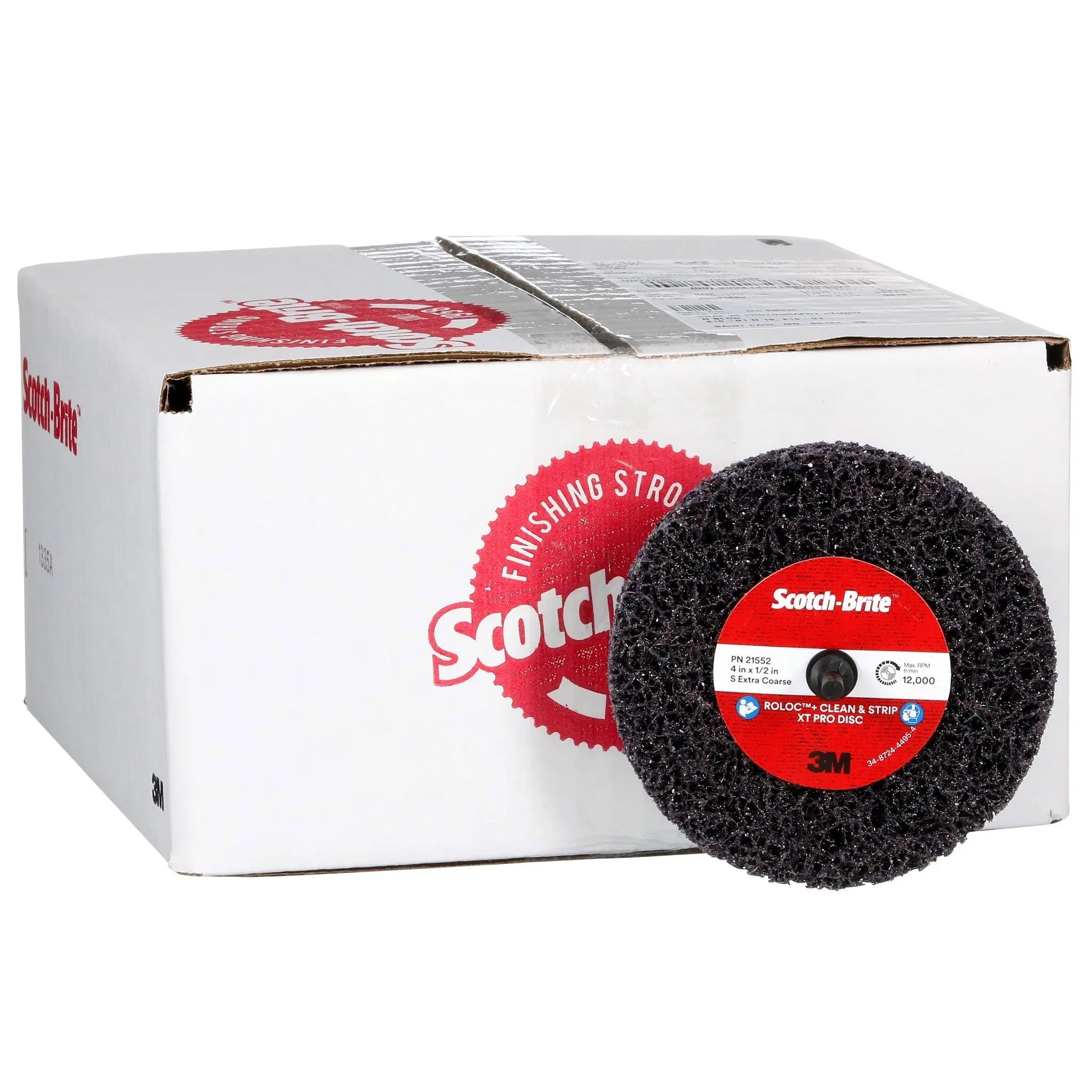 3M Scotch-Brite 7100173794 Roloc+ Clean and Strip XT Pro Disc, Extra Coarse Silicon Carbide, XO-ZR+, TR+, Purple, 4 in x 1/2 in, Case of 10 
