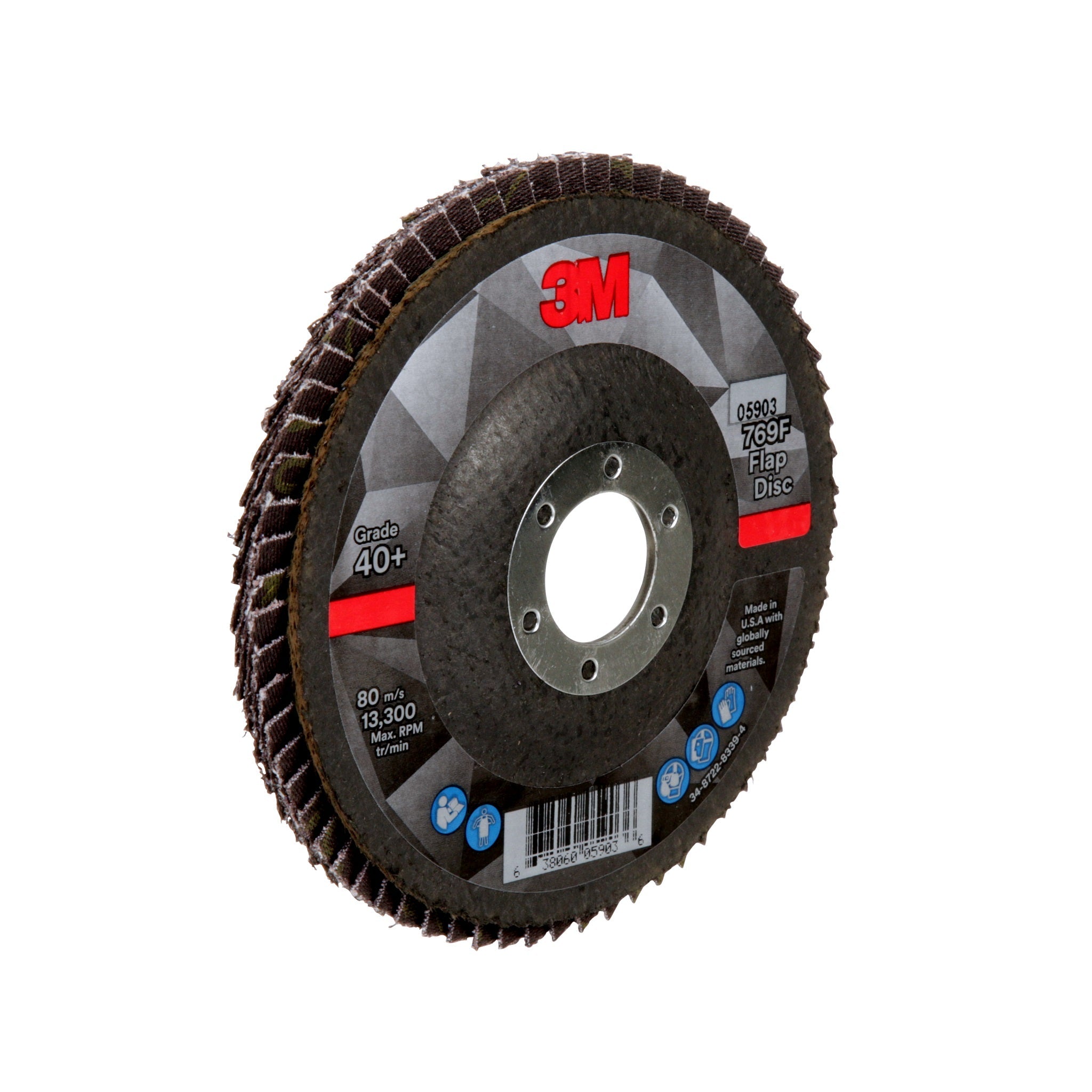 3M 7100177446/769F Flap Disc, 40+, T27, 4-1/2 in x 7/8 in 