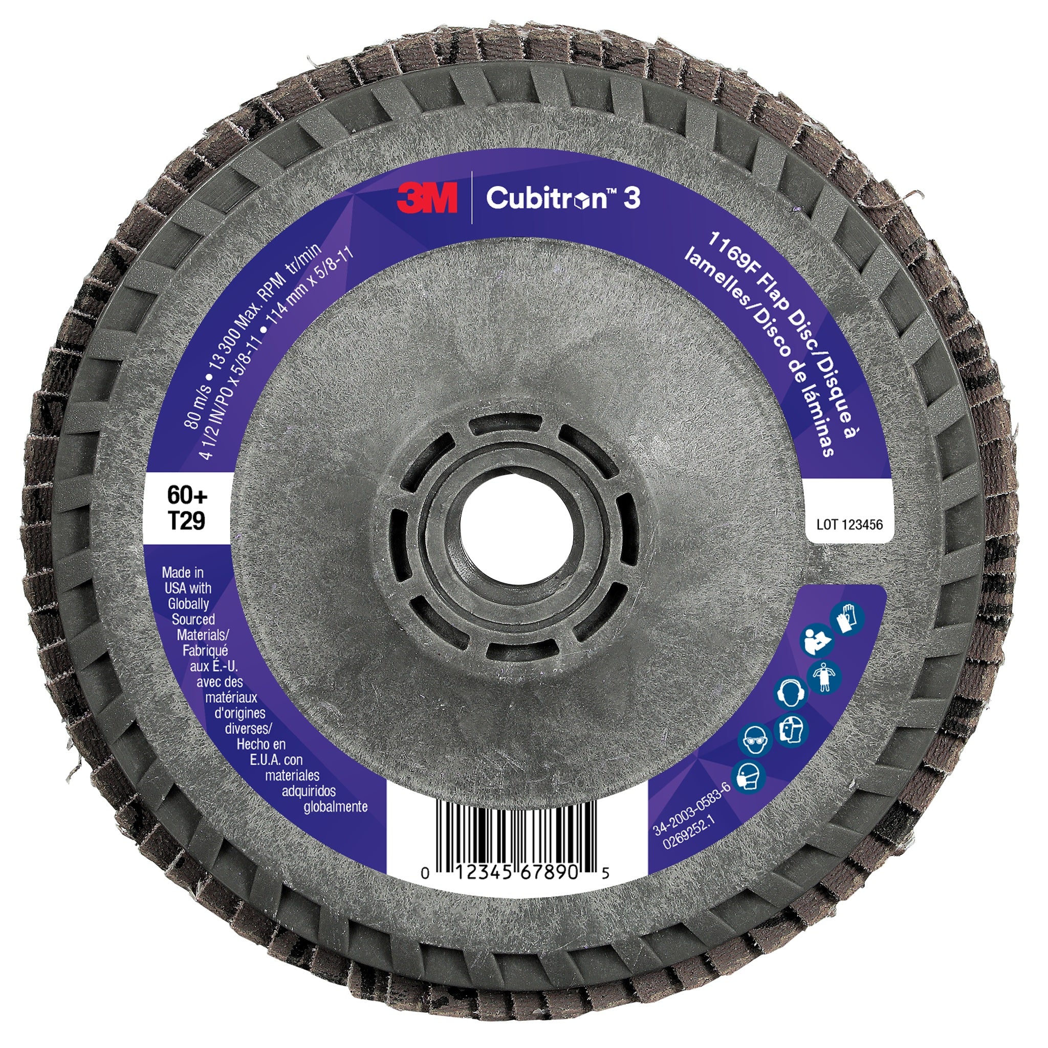 3M Cubitron 3 60+ T29 Flap Disc 4-1/2 5/8-11, 10 Pack