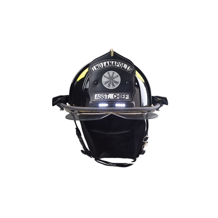 Bullard Traditional Fiberglass Fire Helmet with TrakLite Helmet Lighting System, 4in faceshield and 6in Brass Eagle