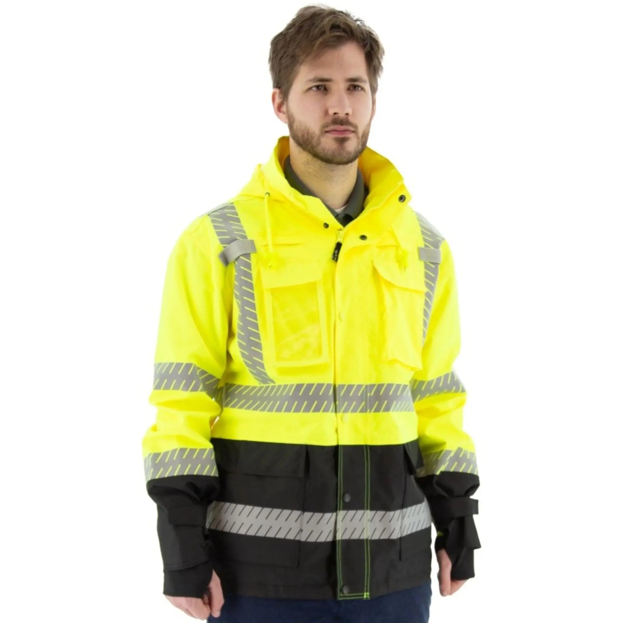 MAJESTIC GLOVE 75-1309 High Visibility Waterproof Parka with Mesh Liner, ANSI 3-Model