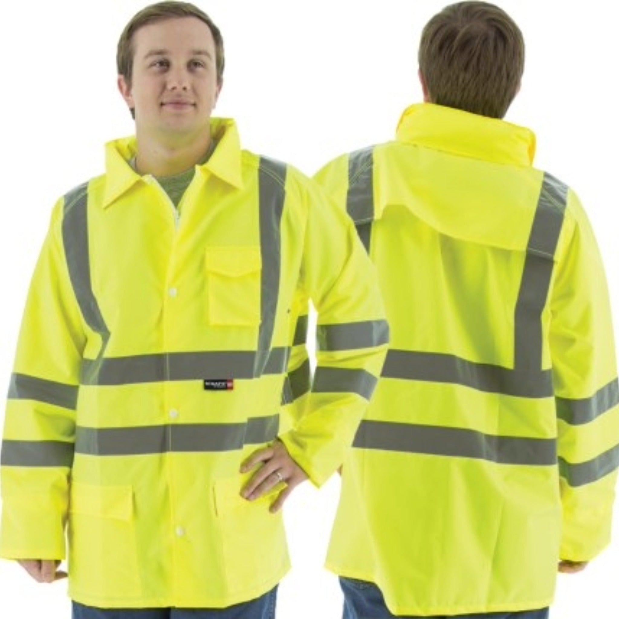 MAJESTIC GLOVE 75-1351 High Visibility Waterproof Rain Jacket, ANSI 3, R-Main-Image