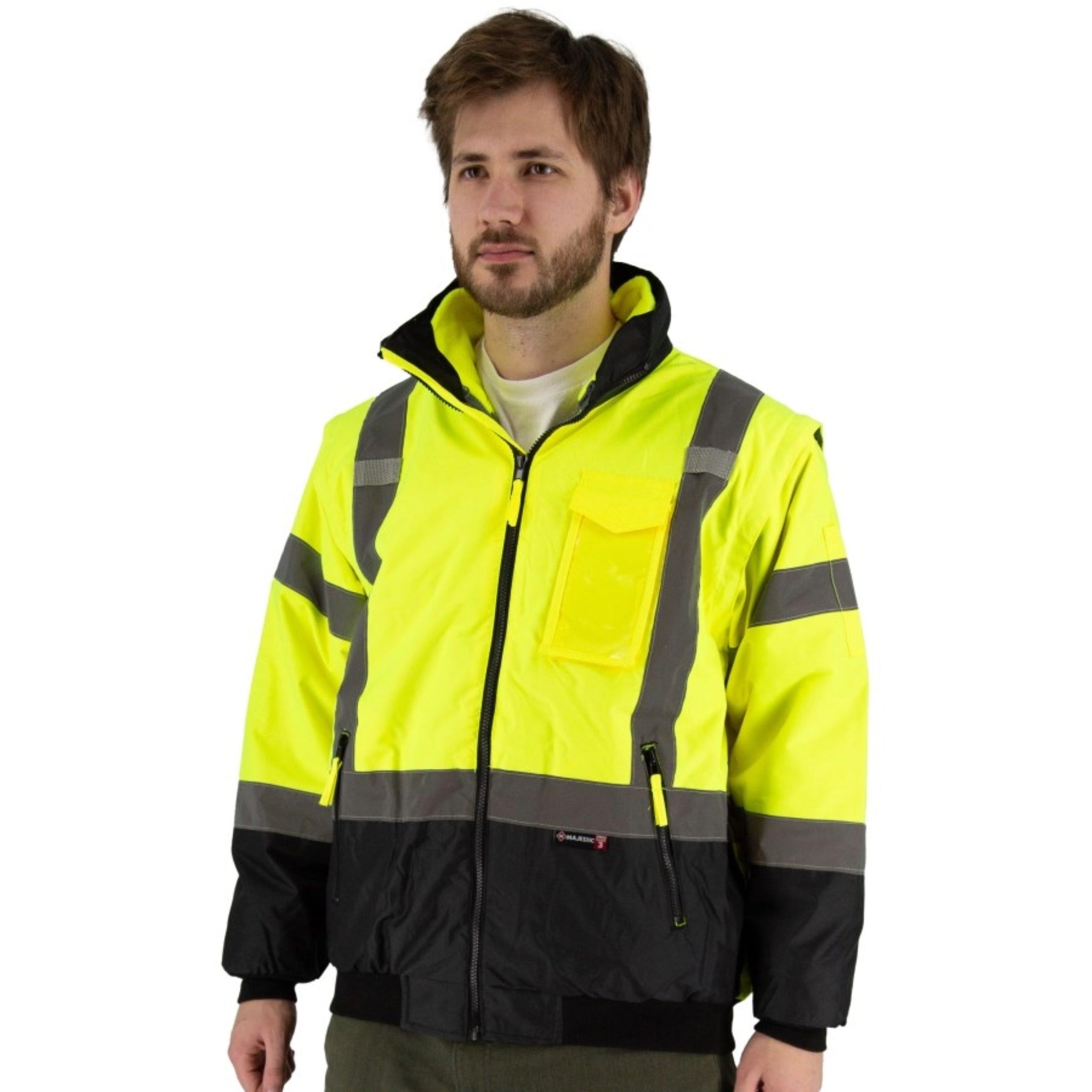 MAJESTIC GLOVE 75-1383 High Visibility 8-in-1 Waterproof Jacket with High Visibility Liner-Main-Image
