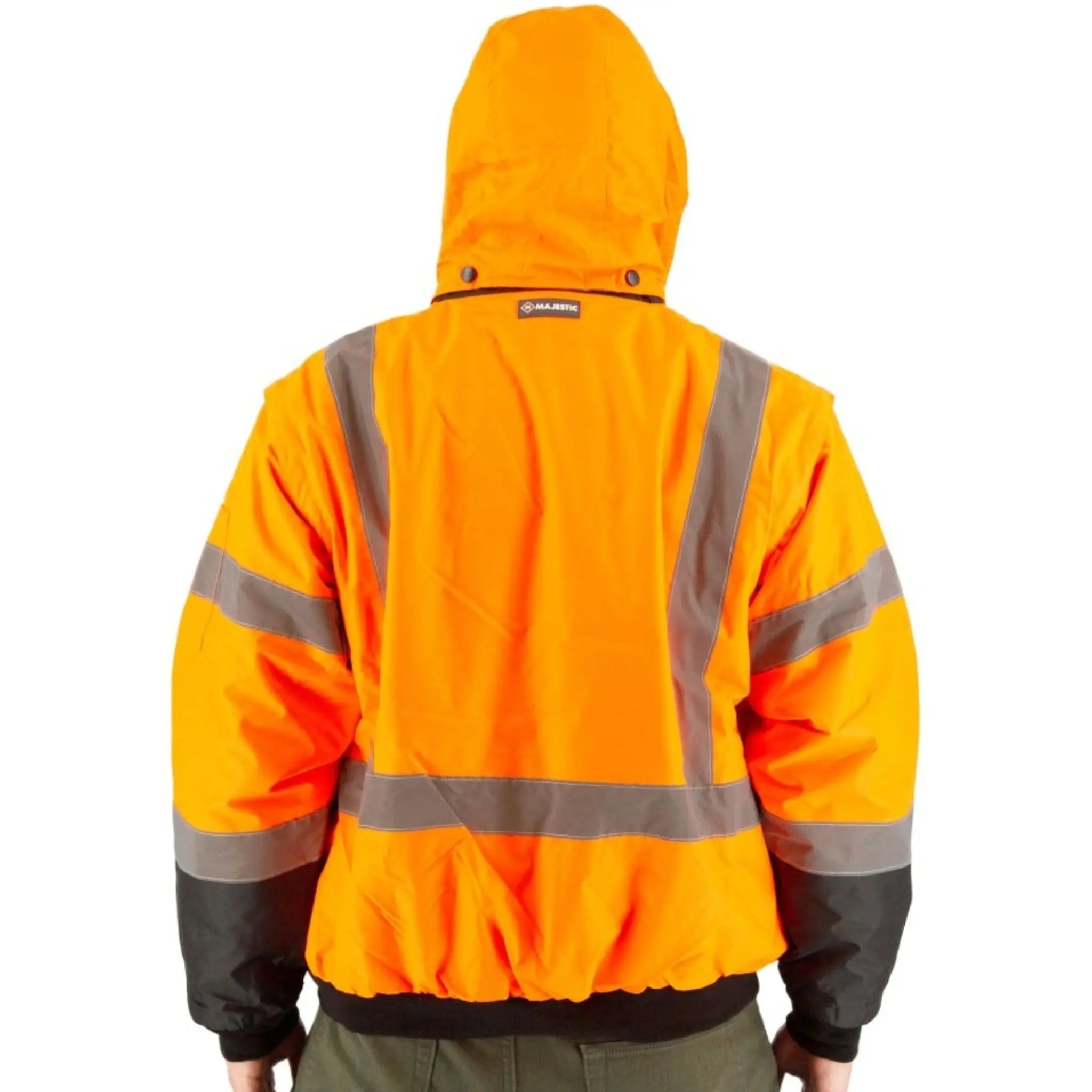MAJESTIC GLOVE 75-138 High Visibility 8-in-1 Waterproof Jacket with High Visibility Liner-Back-Hood