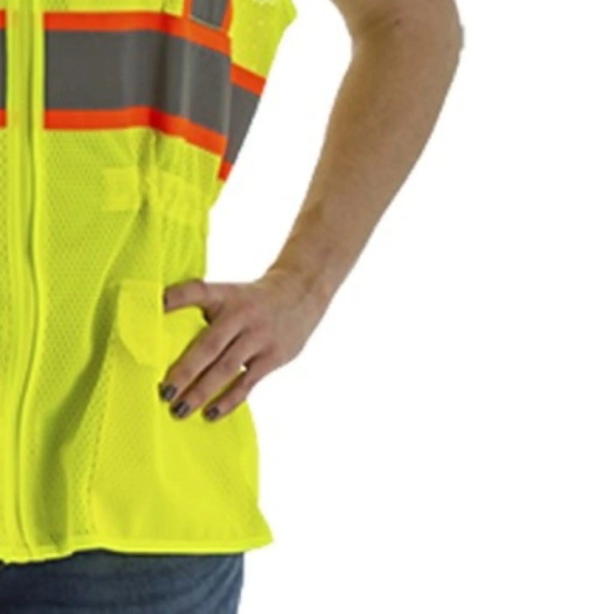 MAJESTIC GLOVE 75-3209W High Visibility Mesh Vest with DOT Striping-bototm-right