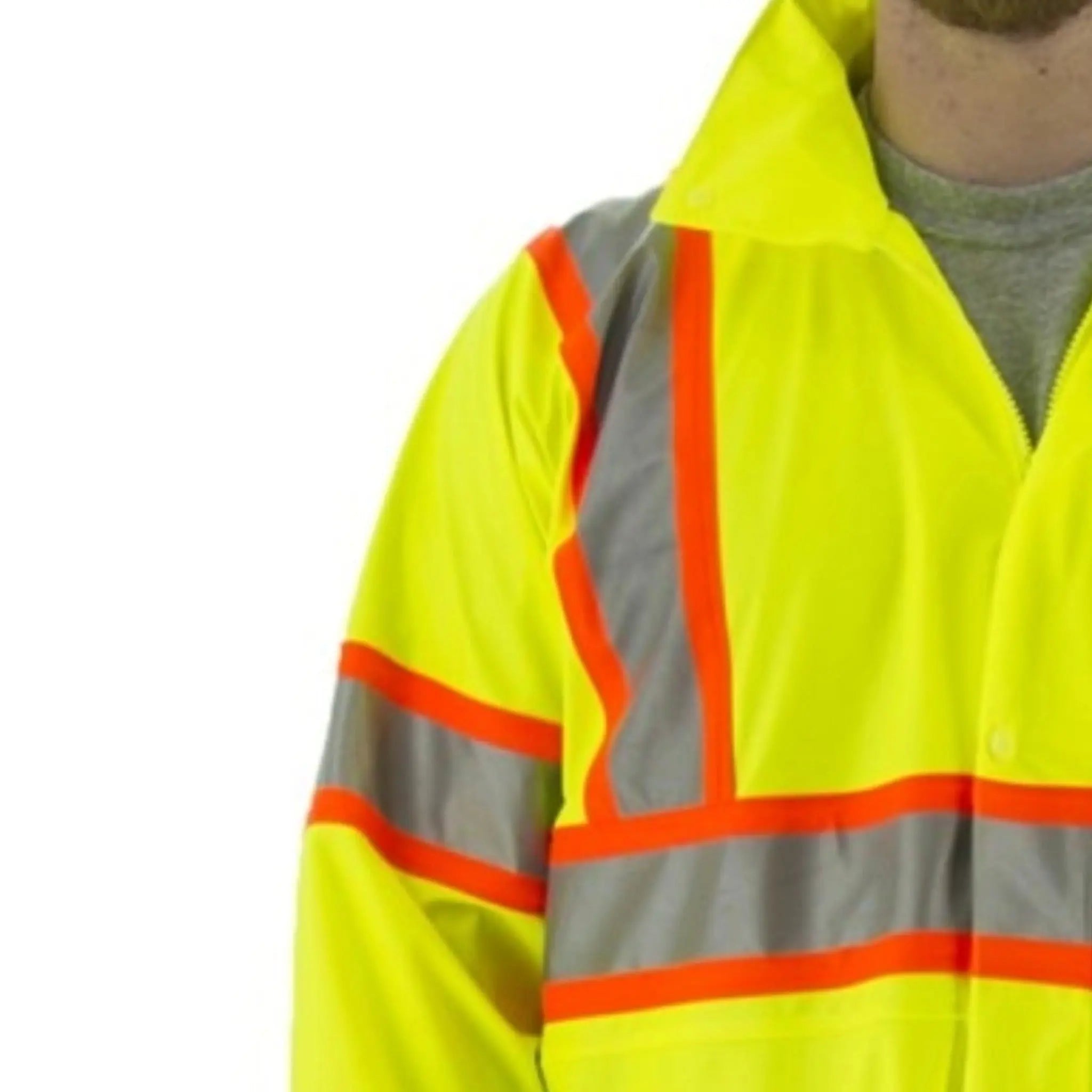 MAJESTIC GLOVE 75-7301 High Visibility Waterproof Rain Jacket with DOT Striping-top-right
