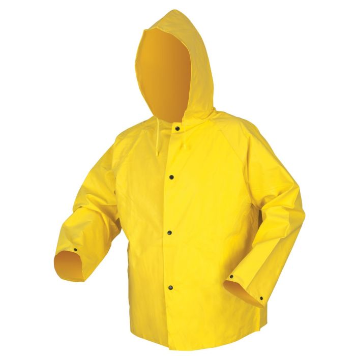 MCR Safety 800JH Concord Series Attached Drawstring Hood Waterproof Rain Jacket, Yellow, 1 Each