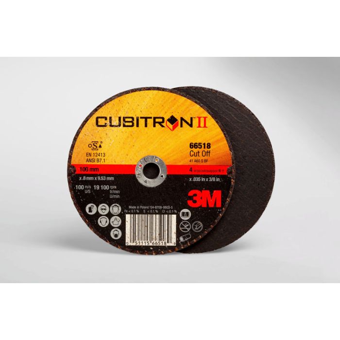 3M™ Cubitron™ II Cut-Off Wheel, 66518, T1, 4 in x .035 in x 3/8 in, 25 per inner, 50 per case