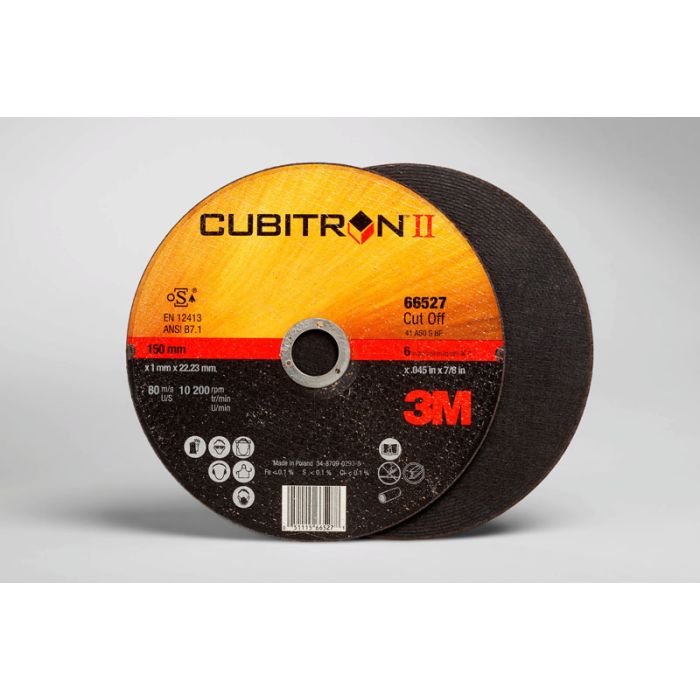 3M™ Cubitron™ II Cut-Off Wheel, 66527, T1, 6 in x .045 in x 7/8 in, 25 per  inner, 50 per case