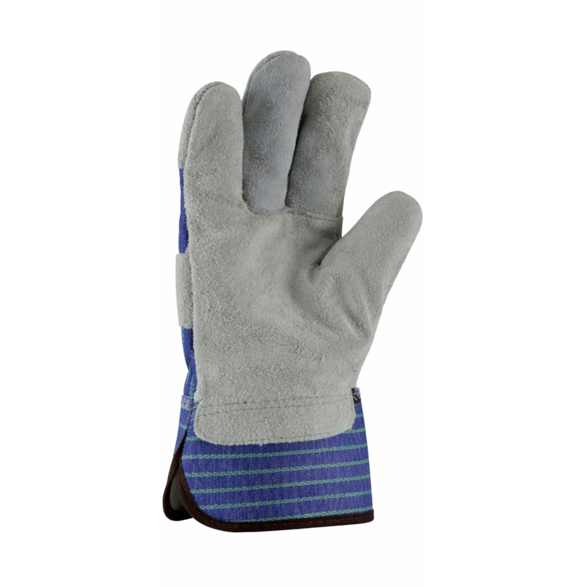 PIP 82-7563 A/B GRade Shoulder Split Leather Palm Fabric Back Glove - Rubberized Safety Cuff_Front_Image