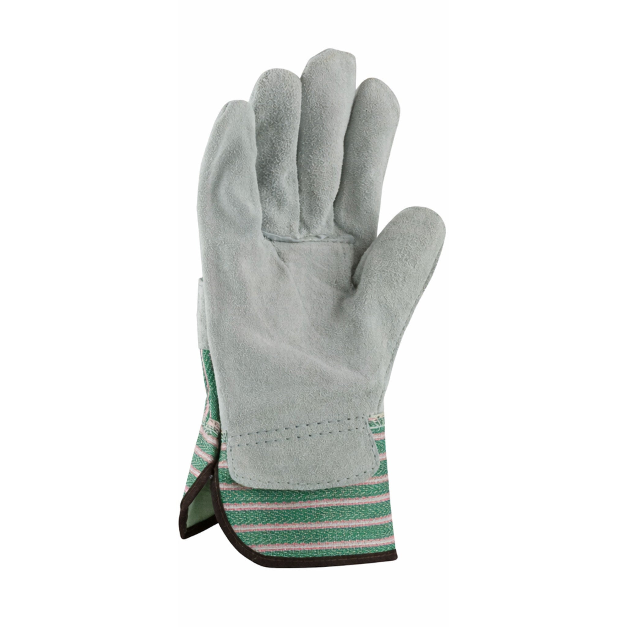 PIP 83-6563 Regular Grade Split Cowhide Leather Palm Glove with Fabric Back and Rubberized Safety Cuff_Front_Image