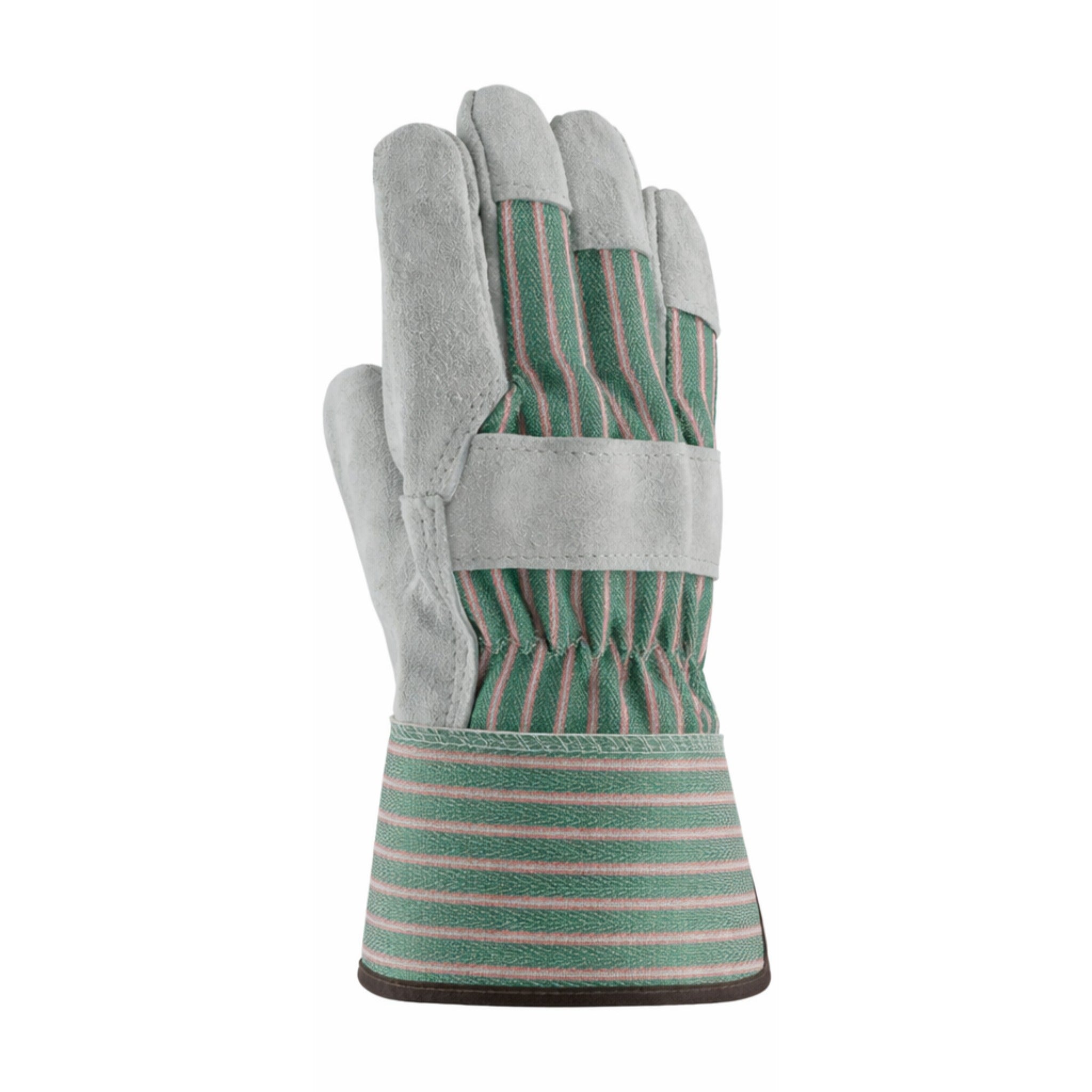 PIP 84-6532/L Economy Grade Split Cowhide Leather Palm Glove with Fabric Back and Rubberized Safety Cuff_Back_Image