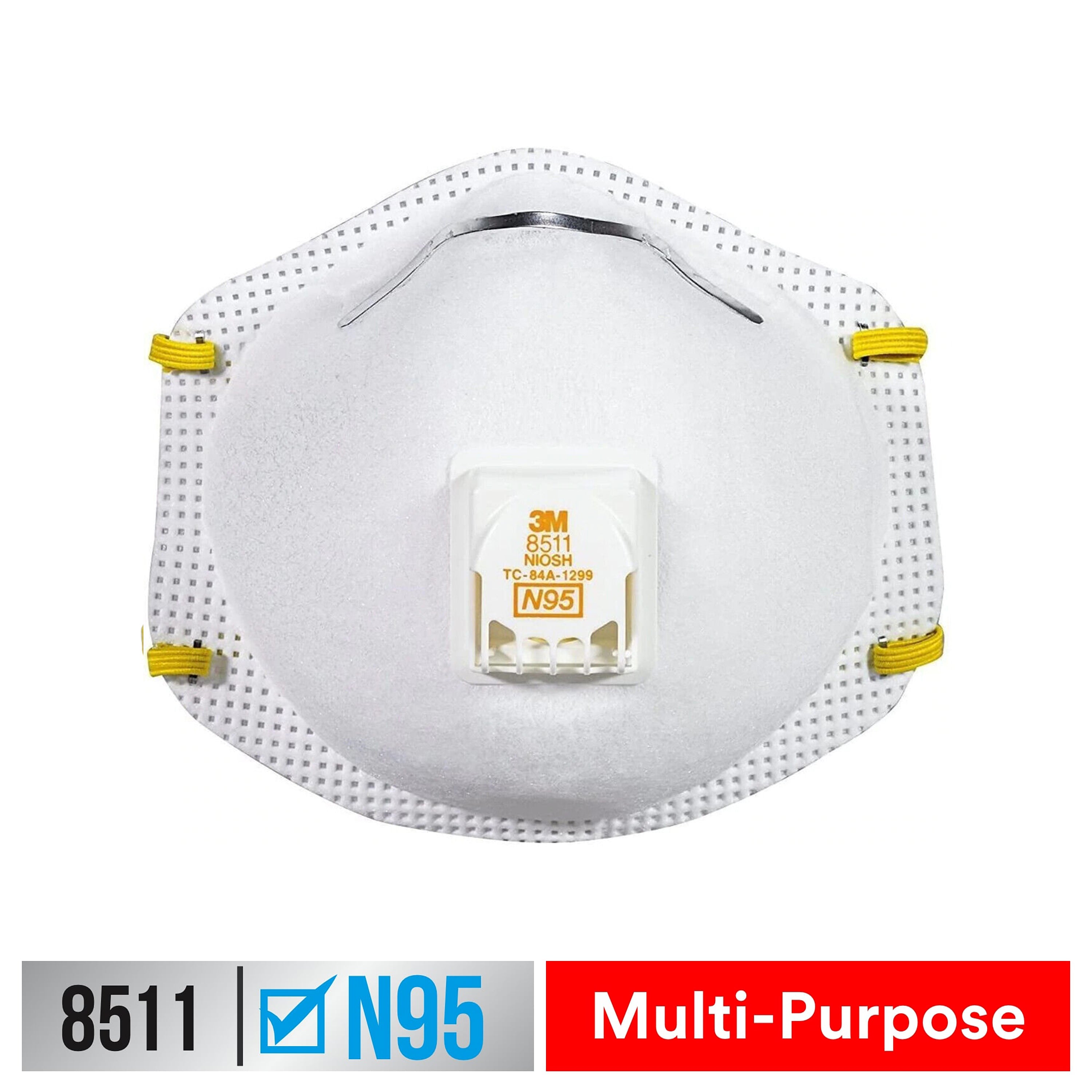 3M 8511 N95 Particulate Respirator Mask with CoolFlow Valve, Box of 10