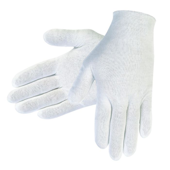 MCR Safety 8600C Thin Reversible and Unhemmed Lisle Inspectors Gloves, White, Large, Case of 1200