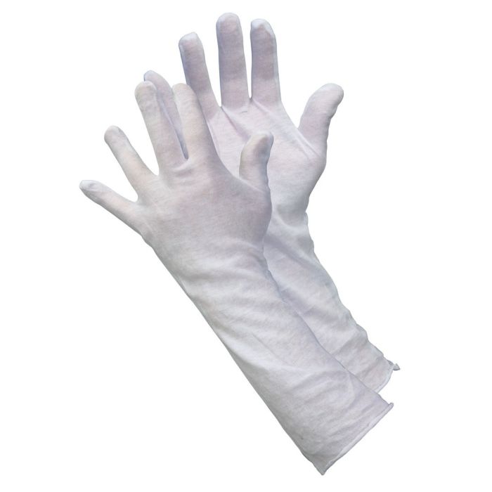 MCR Safety 8614C 14 Inch Long Reversible and Unhemmed Lisle Inspectors Gloves, White, Large, Case of 1200