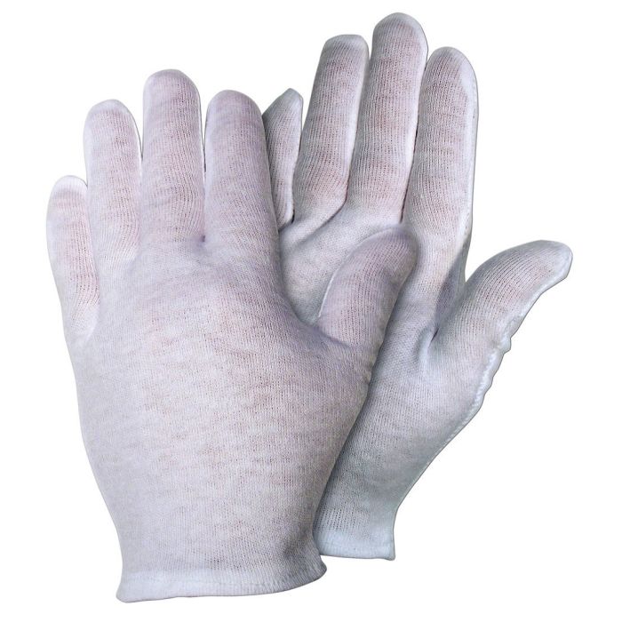 MCR Safety 8621C Reversible and Hemmed Lisle Inspectors Gloves, White, Small, Case of 600