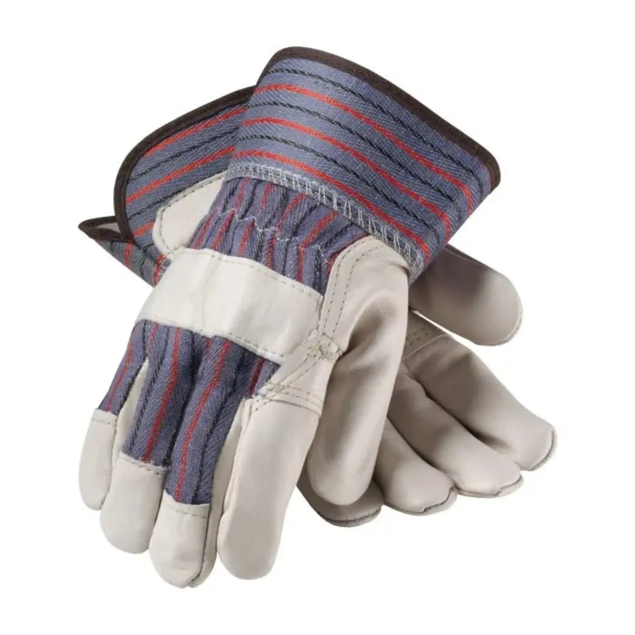 PIP 87-1563P Economy Grade Top Grain Leather Reinforced Palm Glove - Safety Cuff-Flat