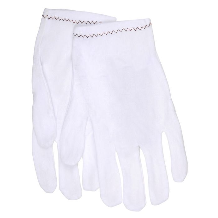 MCR Safety 8720 Reversible and Hemmed Straight Thumb Inspectors Gloves, White, Box of 12 Pairs