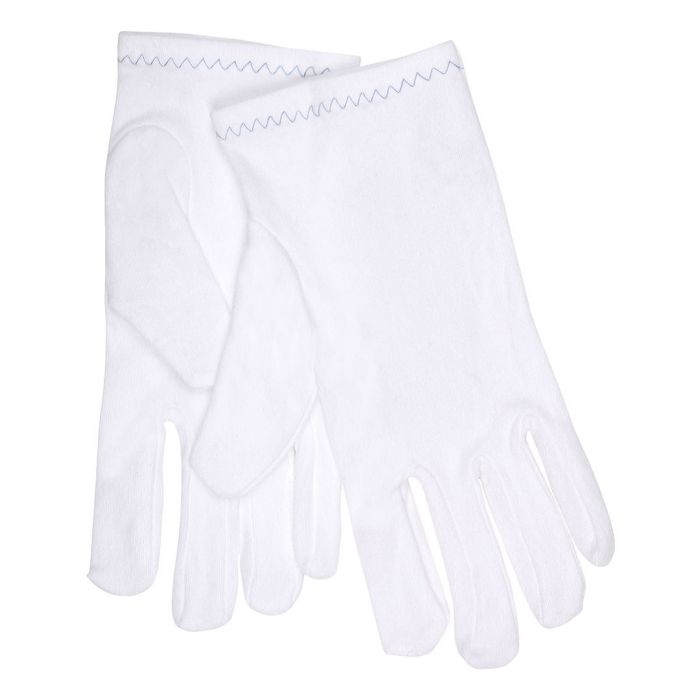 MCR Safety 8750 Reversible and Hemmed Inset Thumb Inspectors Gloves, White, Box of 12 Pairs
