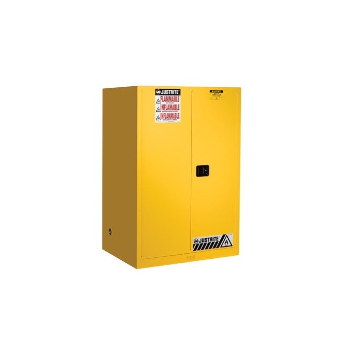 Justrite SURE-GRIP EX FLAMMABLE SAFETY CABINET, 90 GALLON, 2 SELF-CLOSE DOORS, YELLOW