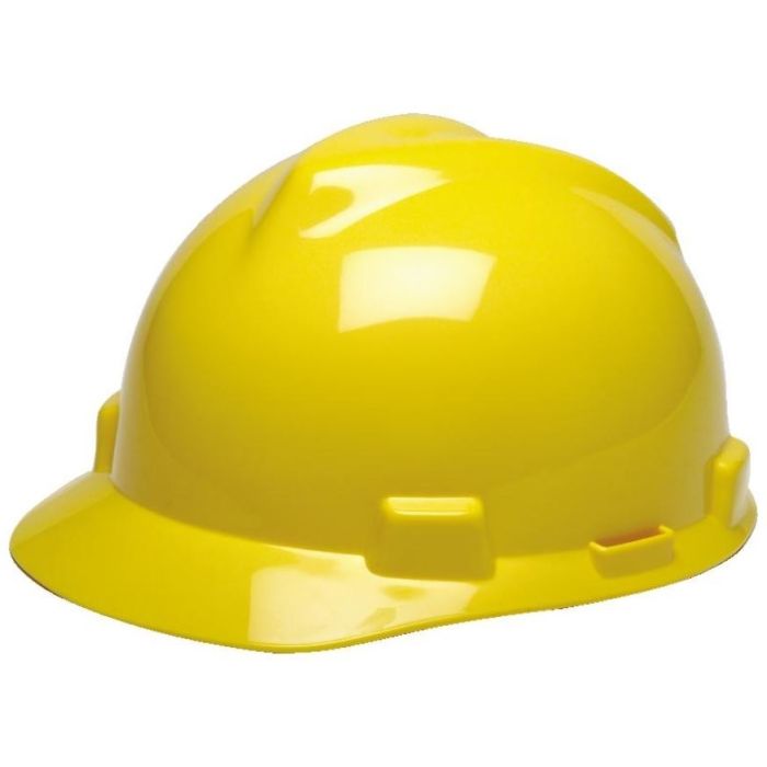 MSA Hard Hat V Gard Slotted Cap Yellow Fas Trac III Suspension (1 EA)