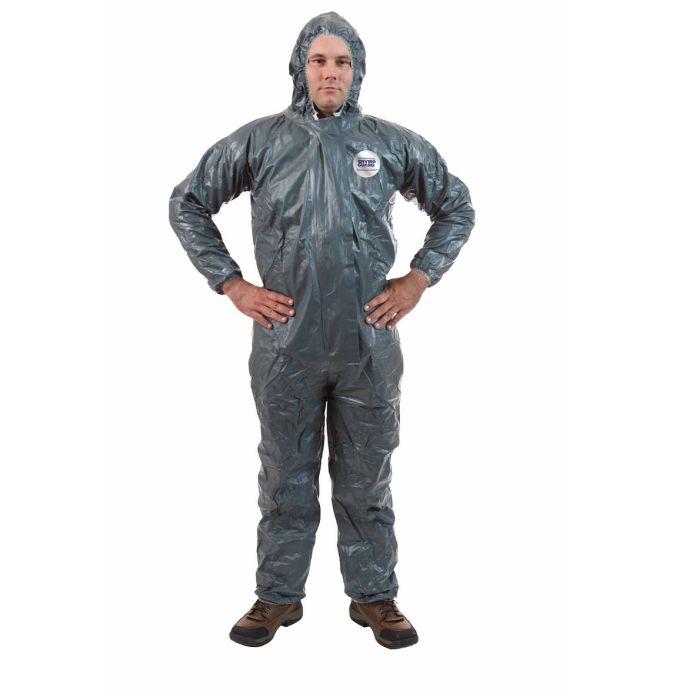 International Enviroguard PyroGuard CRFR 9115T Fire and Chemical Resistant Coverall with Attached Hood, Elastic Wrists, Green, Case of 6