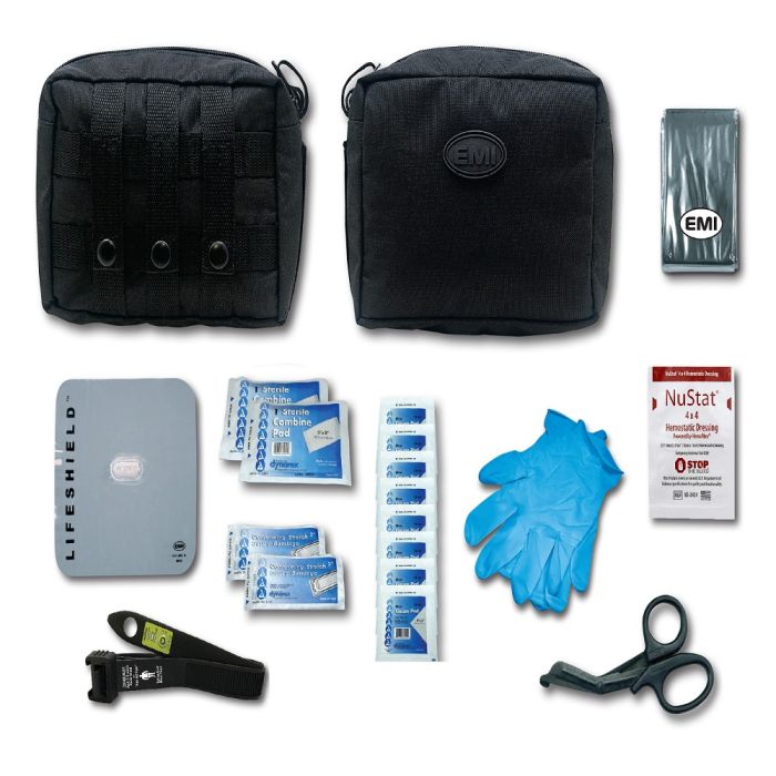 EMI 9134 ETR Standard Active Shooter, Bleed Aid Kit With Black STAT, Tourniquet And Nu Stat Dressing, Black, One Size, 1 Kit Each