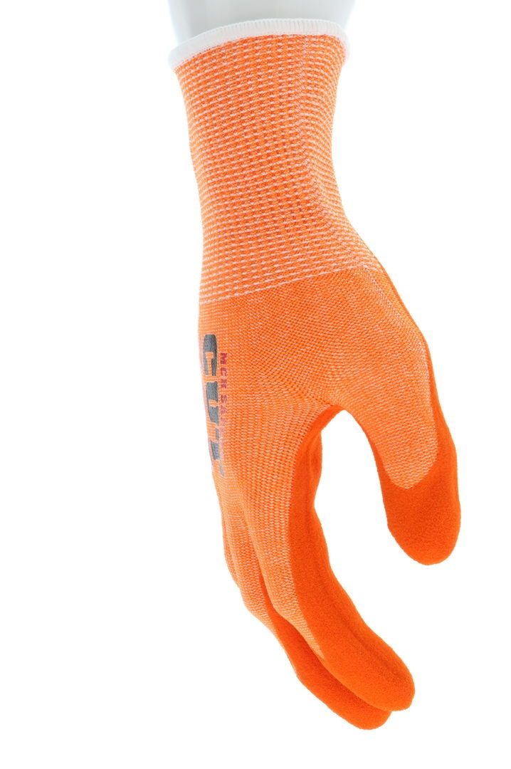 MCR Safety Cut Pro 92730HV 13 Gauge Hypermax Shell, Sandy Nitrile Foam Coated Work Gloves, Hi-Vis Orange, Box of 12 Pairs