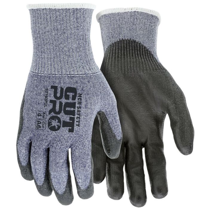 MCR Safety Cut Pro 92793PU ANSI Cut A6 13 Gauge Hypermax Shell, Touchscreen Friendly Polyurethane Coated, Work Gloves, Blue, Box of 12 Pairs