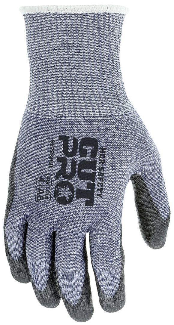 MCR Safety Cut Pro 92793PU ANSI Cut A6 13 Gauge Hypermax Shell, Touchscreen Friendly Polyurethane Coated, Work Gloves, Blue, Box of 12 Pairs