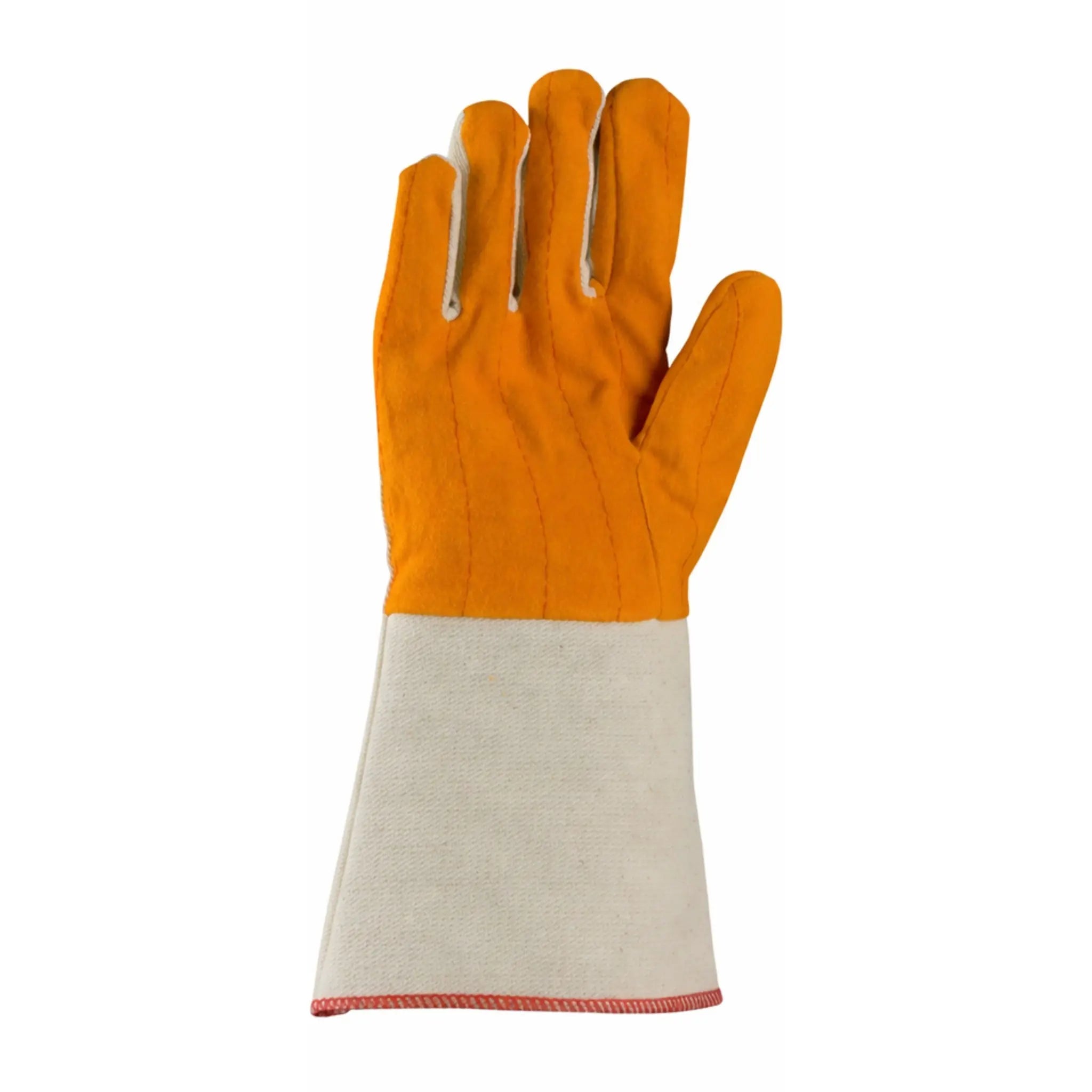 PIP 93-578G Premium Grade Chore Glove with Double Layer Palm, Canvas Back and Nap-Out Finish, Rubberized Gauntlet Cuff-Front_Image