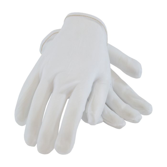 PIP 98-740 CleanTeam Mens 40 Denier Tricot Inspection Glove with Rolled Hem Cuff, White, Box of 12