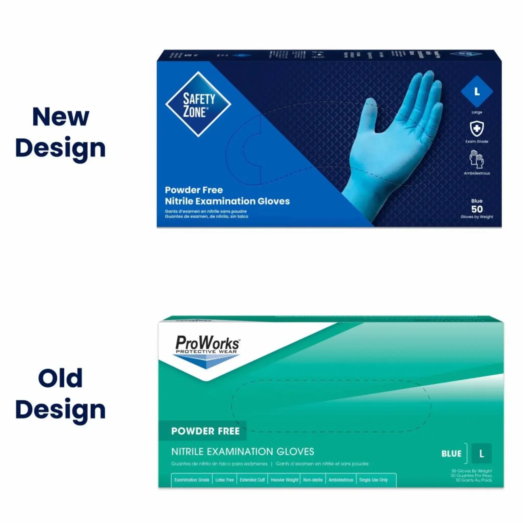 Adenna ProWorks GL-N108EPF-LG Powder Free Nitrile Examination Gloves, New Packaging