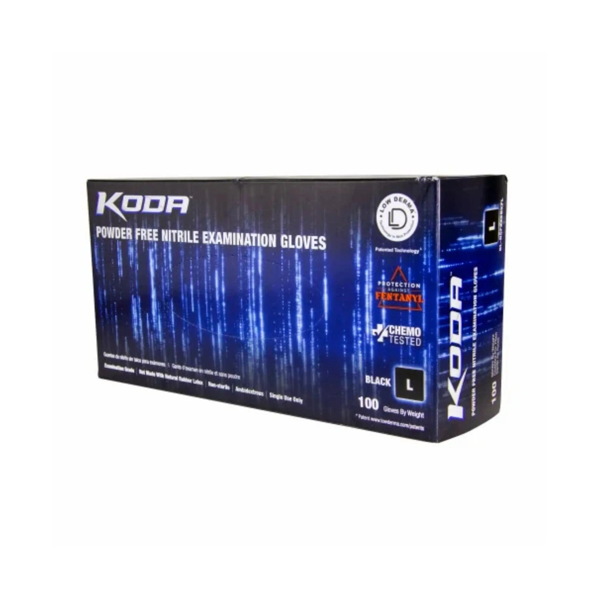 Hospeco KODA GL-NCF235BKF Nitrile Examination Gloves, box right side view