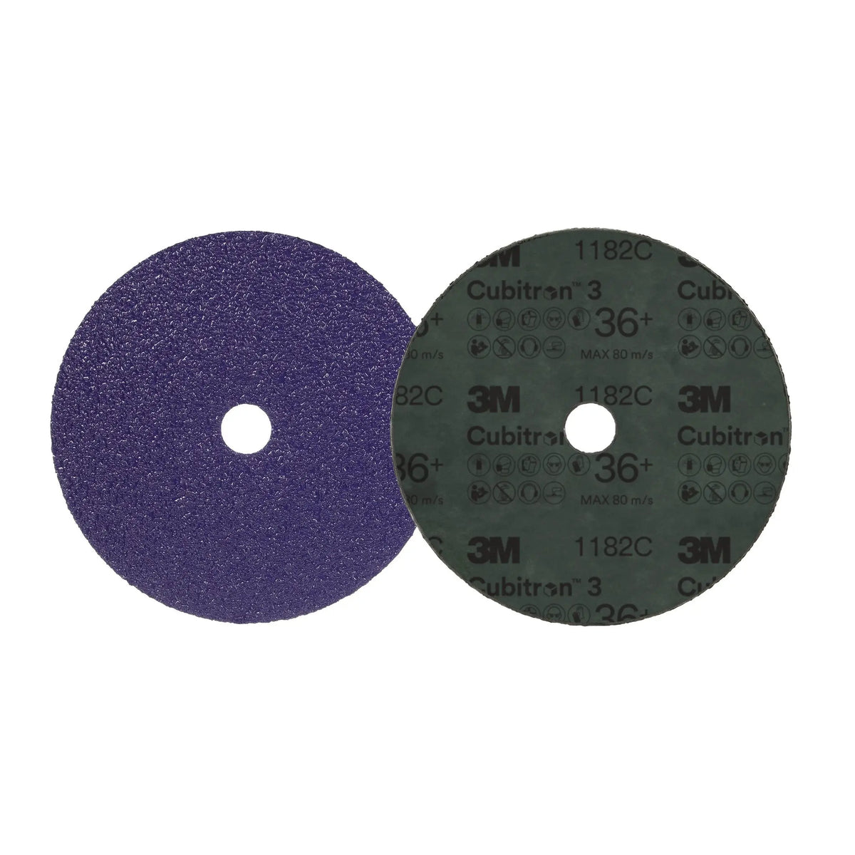 3M Cubitron 3 7100309904/1182C Fibre Disc, 36+, 7 in x 7/8 in, Die 700BB, Front and Back