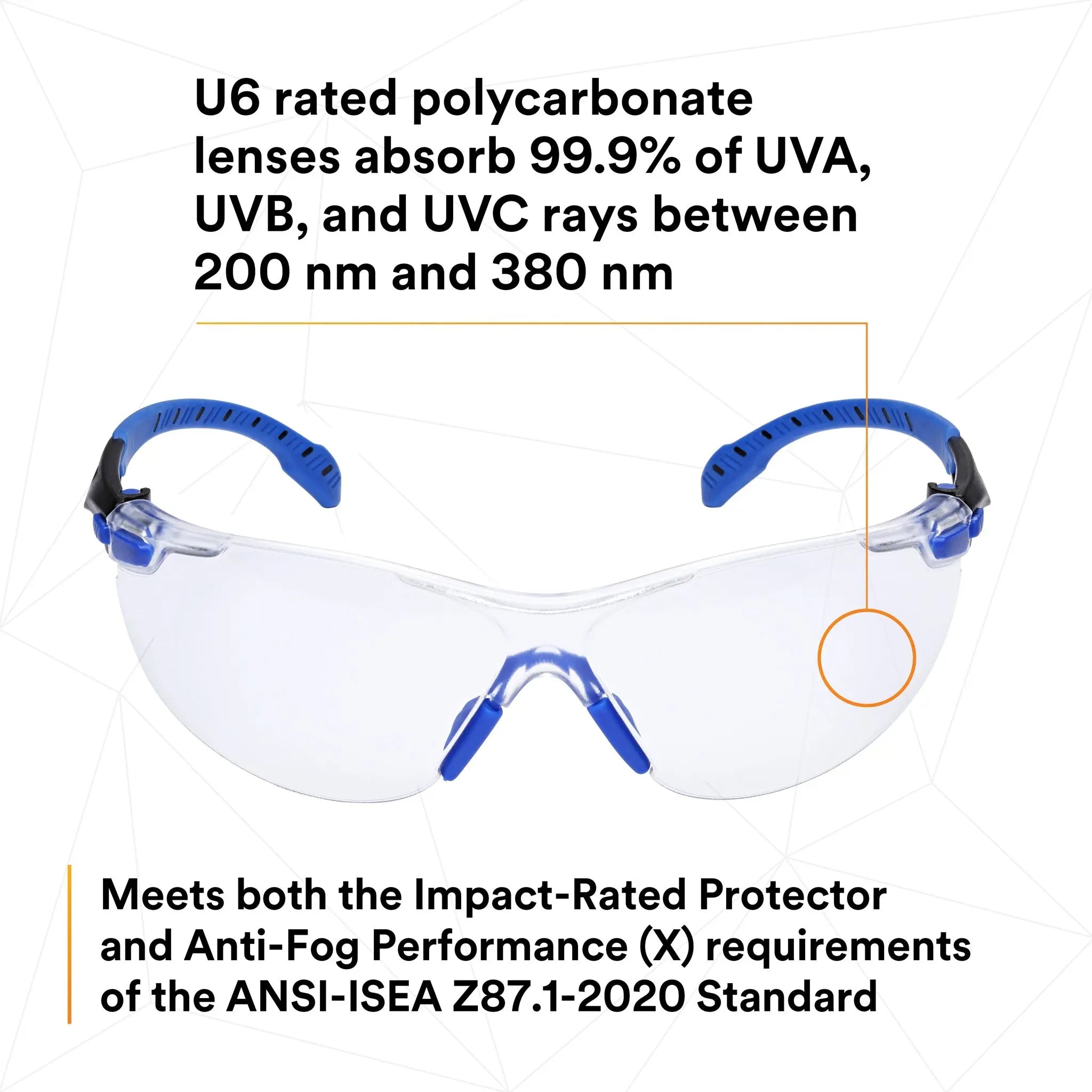3M Solus 1000-Series Safety Glasses S1101SGAF Black-Blue Clear Scotchgard Anti-Fog Lens, 1 Each, U6 Rated