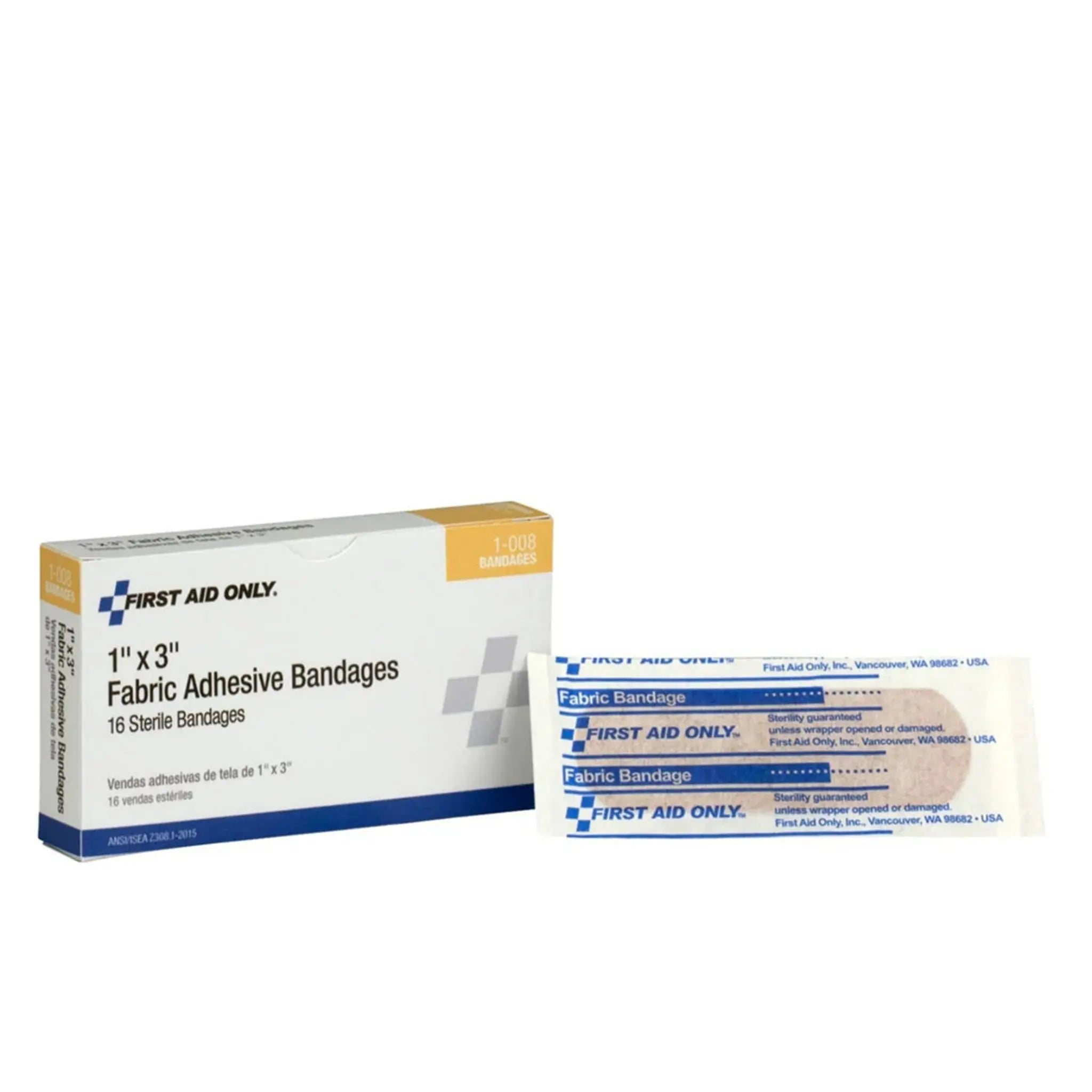 Acme United Corporation First Aid Only 1-008 Adhesive Bandage, 1 x 3 Inches, Box of 16 