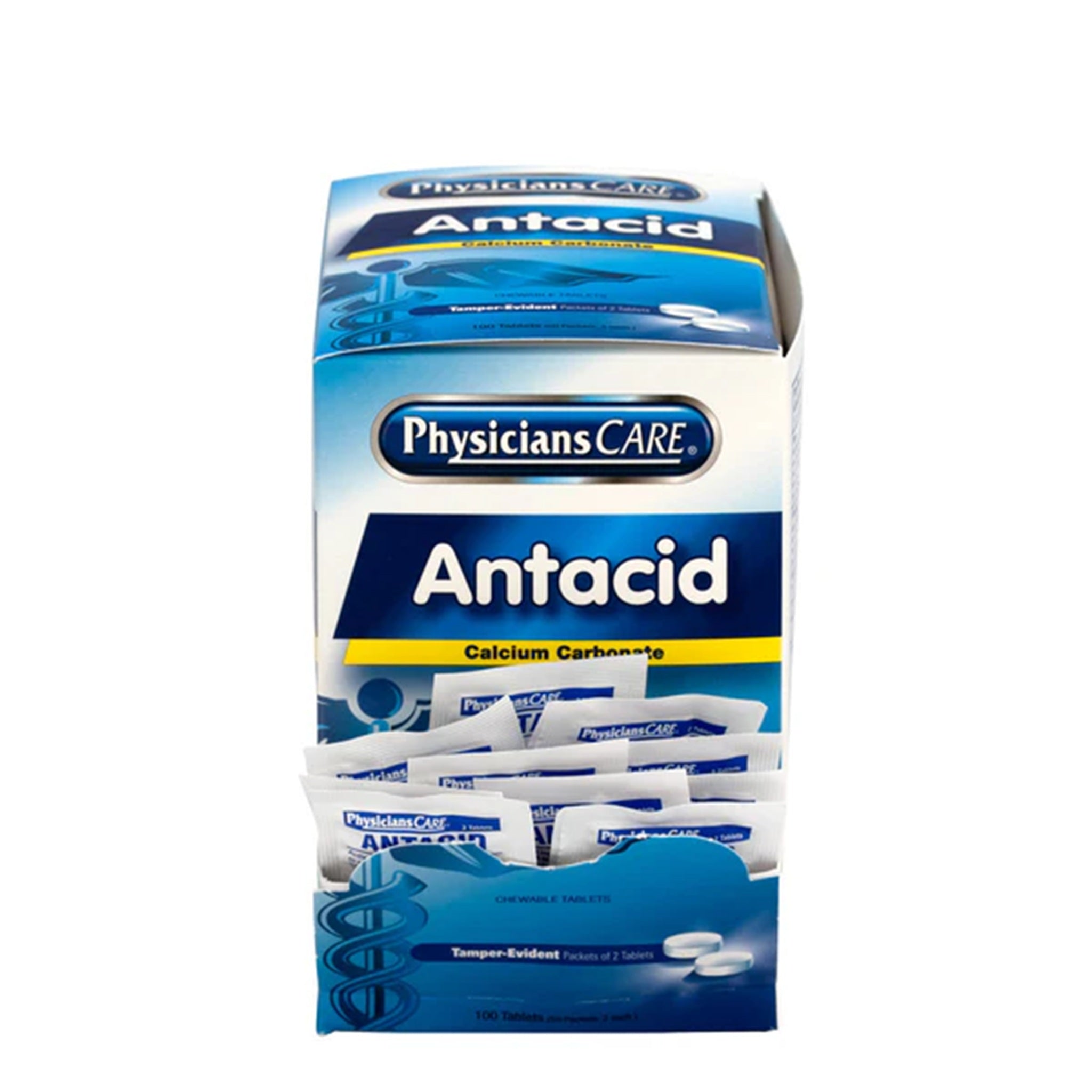 Acme United Corporation PhysiciansCare 90089 Antacid Indigestion Tablets, 420 mg, Pack of 2, Box of 50 Packs 