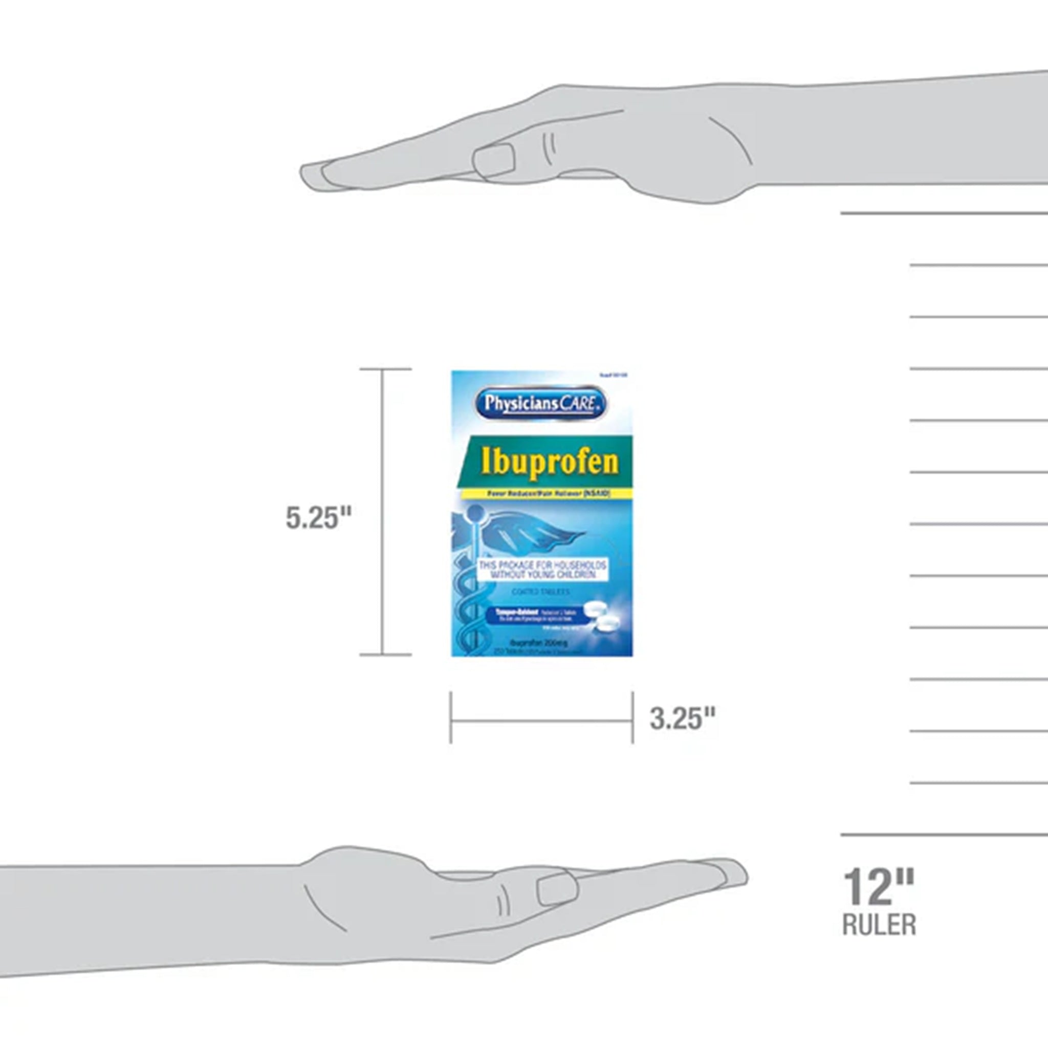 Acme United Corporation PhysiciansCare 90109 IBUPROFEN Pain Relief Tablets, Pack of 2, Box of 125 Packs
