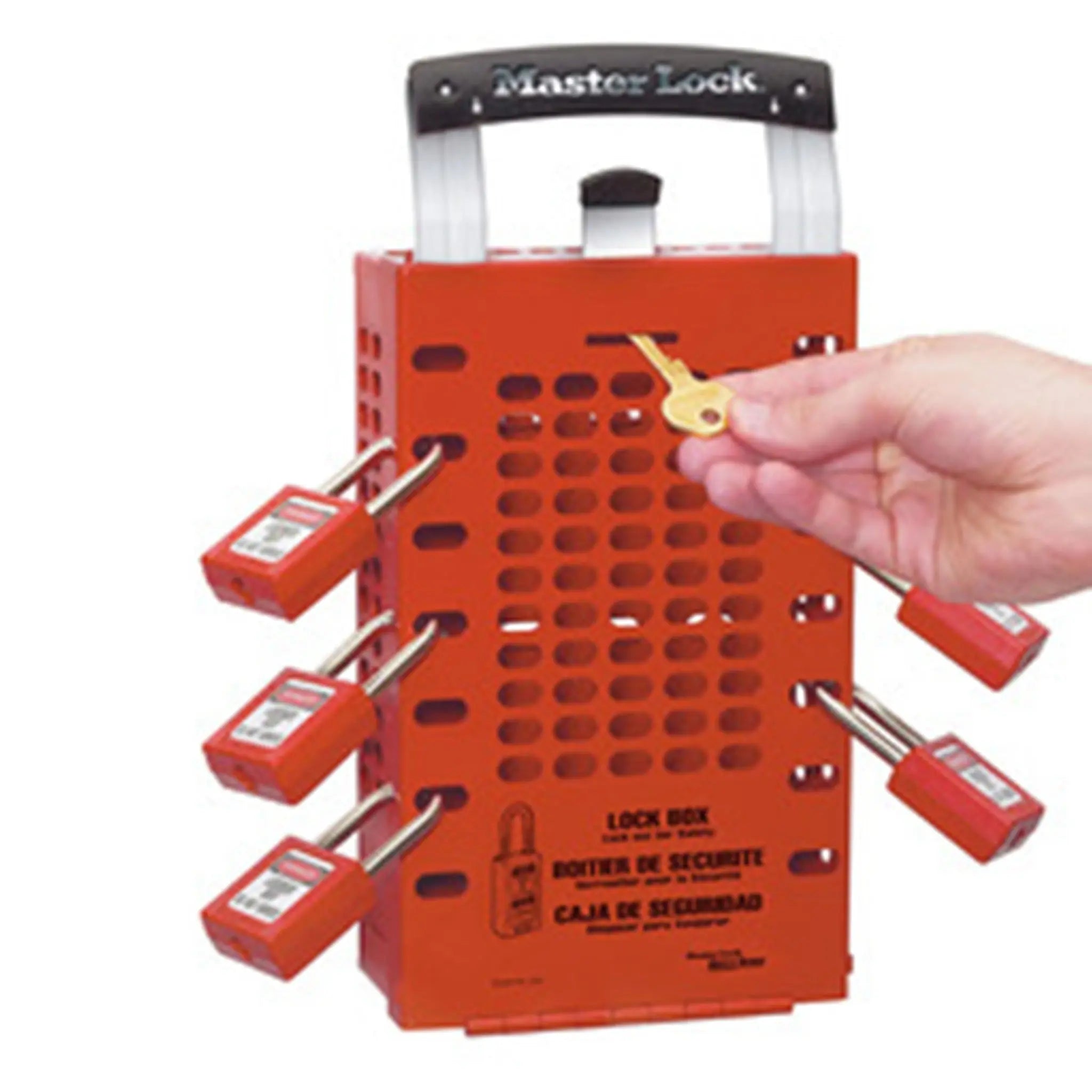 Master Lock Company 503RED Latch Tight Group Lock Box, Wall-Mount or Portable, Red, 1 Each