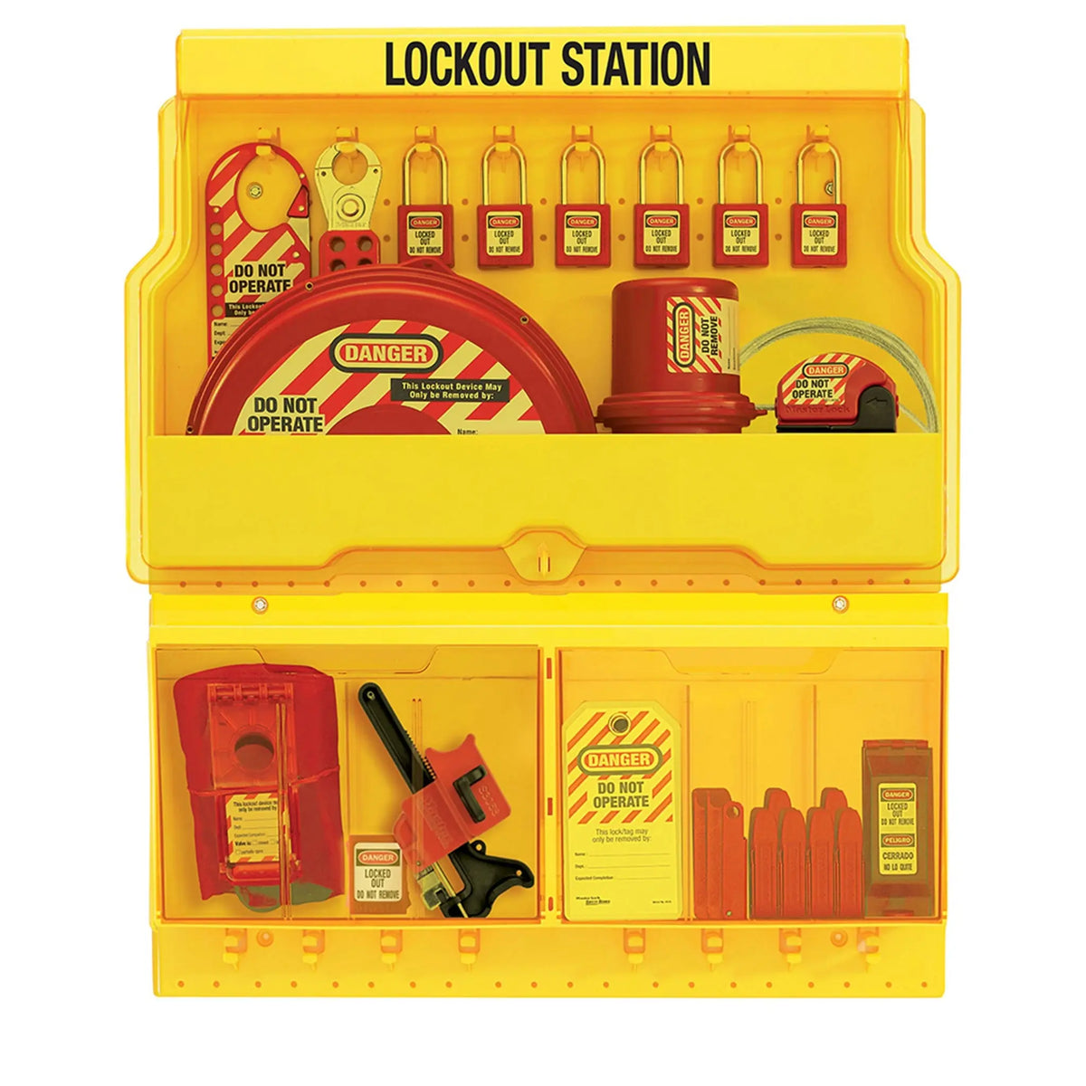 Master Lock S1900VE410 Wall Mounted Lockout Station, Yellow, 1 Each, Main Image