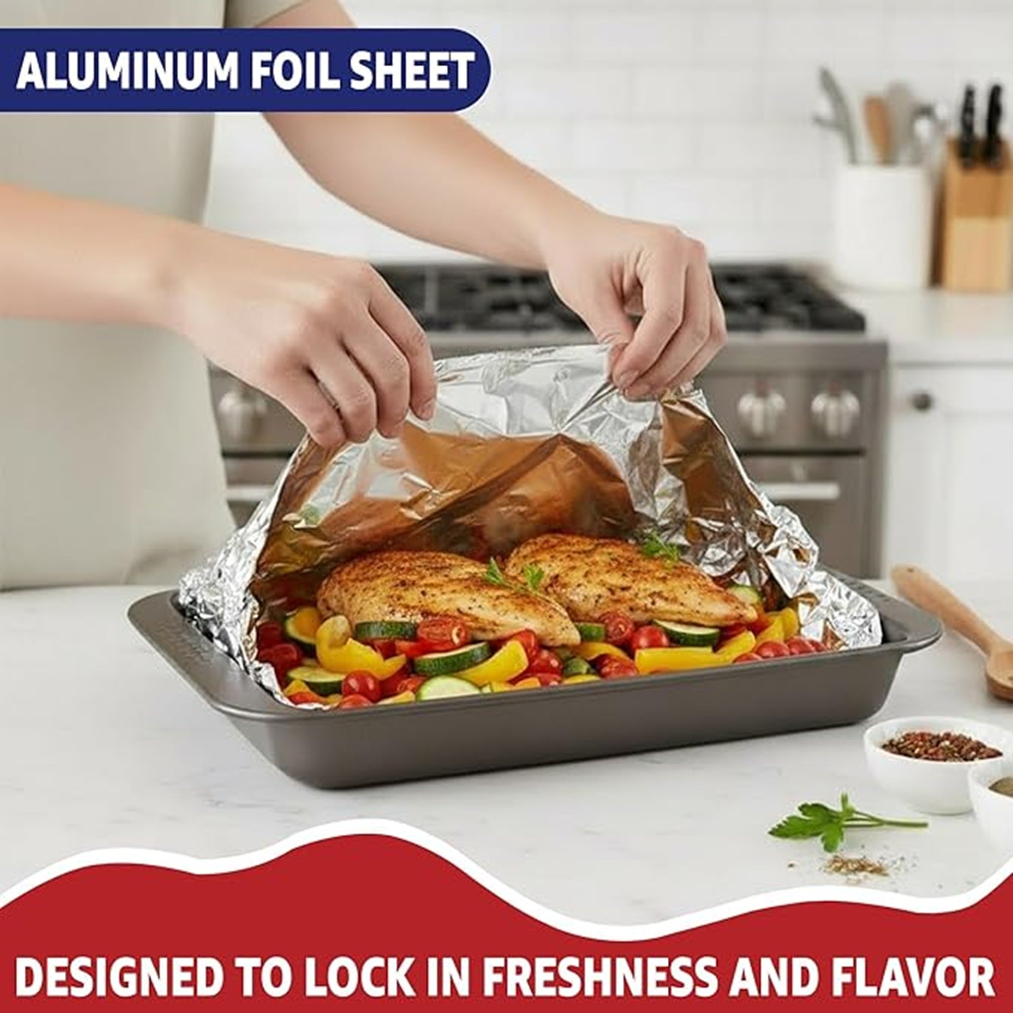 Restaurant Feeder B0CG378JB8 Heavy Duty Commercial Grade Food Safe Aluminum Foil Roll, 18" x 500', 1 Each