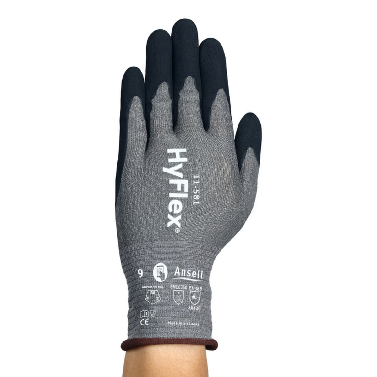 Ansell HyFlex 11-581 Ultra-Lightweight Industrial Cut-Resistant Glove, Front View